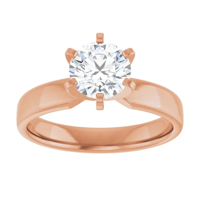 14K Rose Gold 1 carat Round Diamond Solitaire Engagement Ring