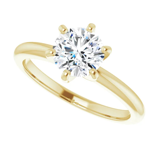 14K Yellow Gold 1 carat Round Diamond Solitaire Engagement Ring Set