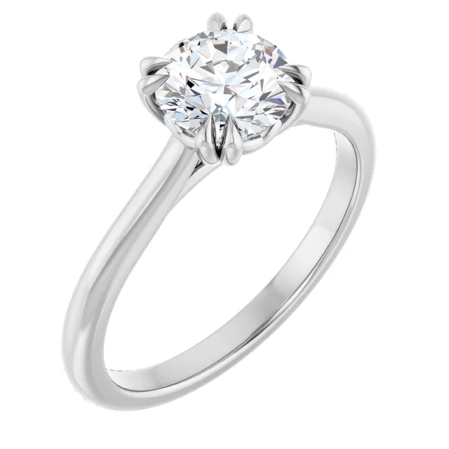 14K White Gold 1 carat Round Diamond Solitaire Engagement Ring Set
