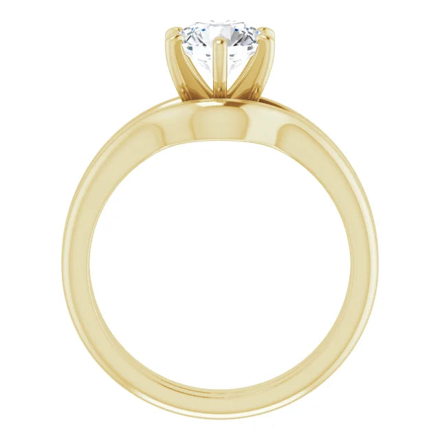14K Yellow Gold 1 carat Round Diamond Solitaire Engagement Ring Set